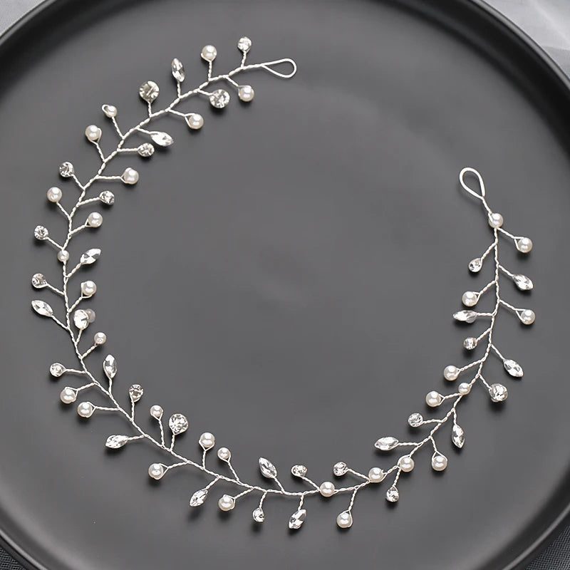 Handmade Silver Pearl Hair Bands for Weddings
