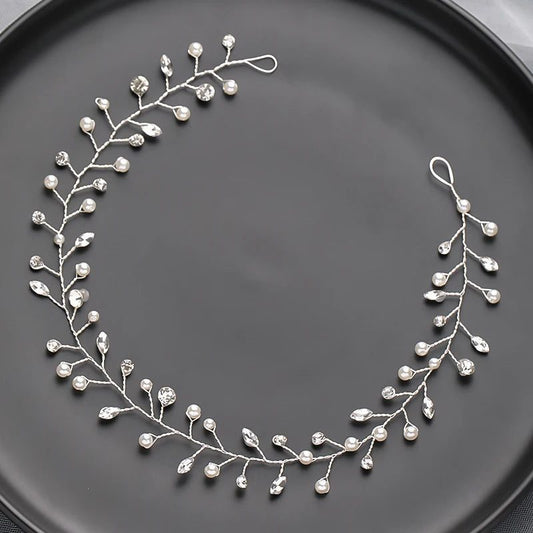 Handmade Silver Pearl Hair Bands for Weddings