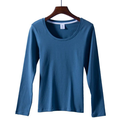 Chic Long Sleeve V-Neck Cotton T-Shirts