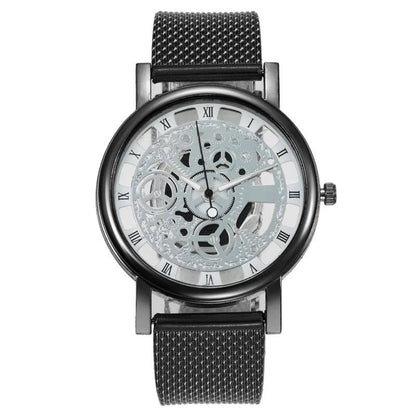Unisex Skeleton Quartz Watch with Mesh Band
