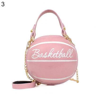 Chic Round Faux Leather Crossbody Handbag