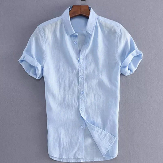 Men's Casual Short Sleeve Linen Shirt
