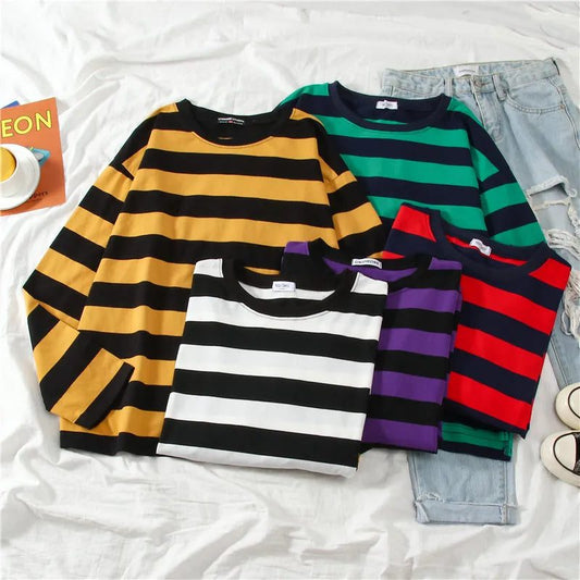 Women's Striped Cotton Long Sleeve T-Shirt