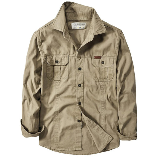 Men's Oversized Black Linen Tactical Shirt