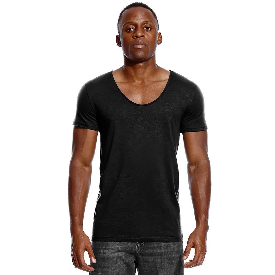 Men's Slim Fit Scoop Neck V-Neck T-Shirt