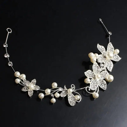 Elegant Floral Crystal Pearl Wedding Hairpin