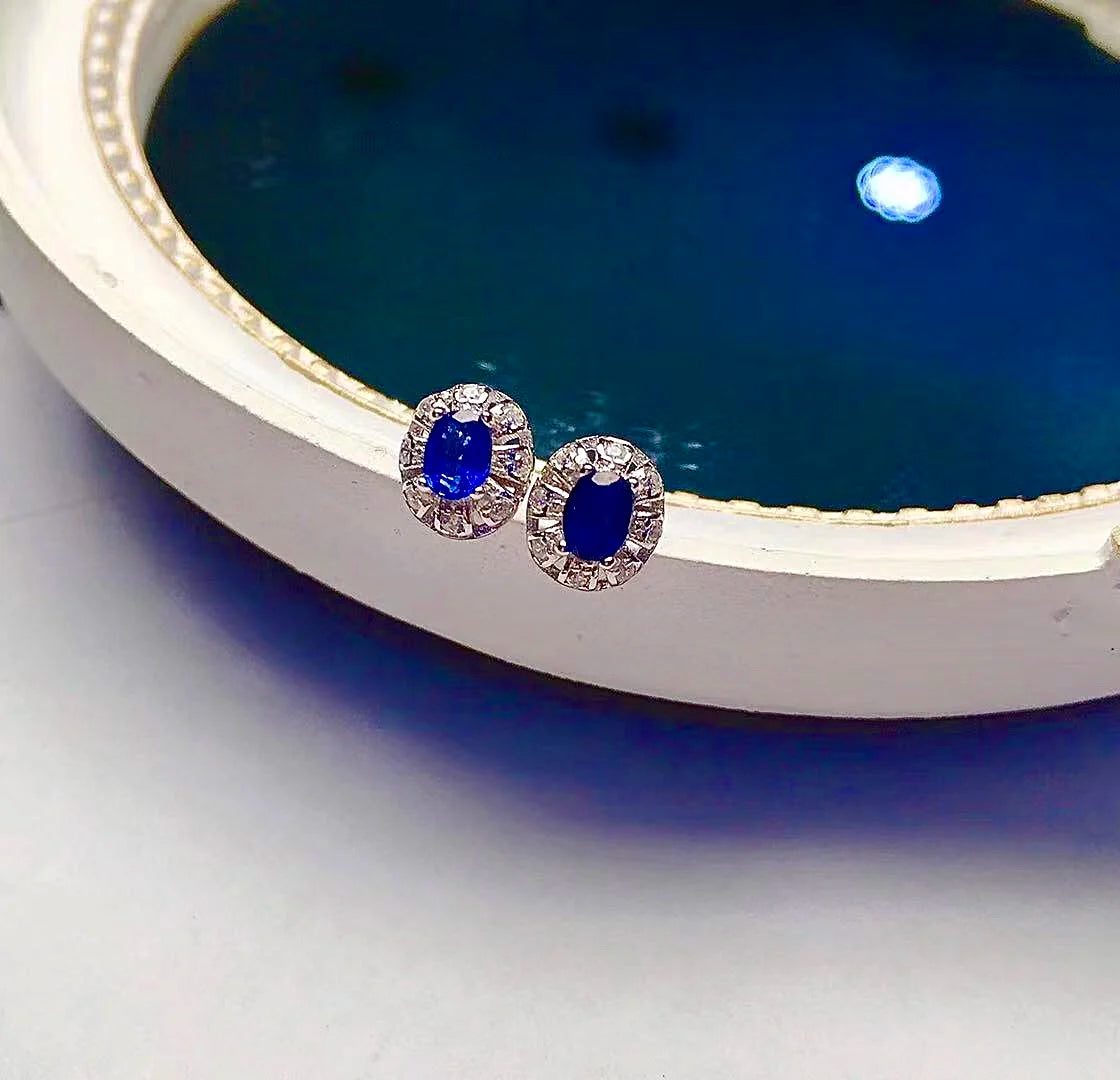 Natural Blue Sapphire Stud Earrings 3mm 4mm