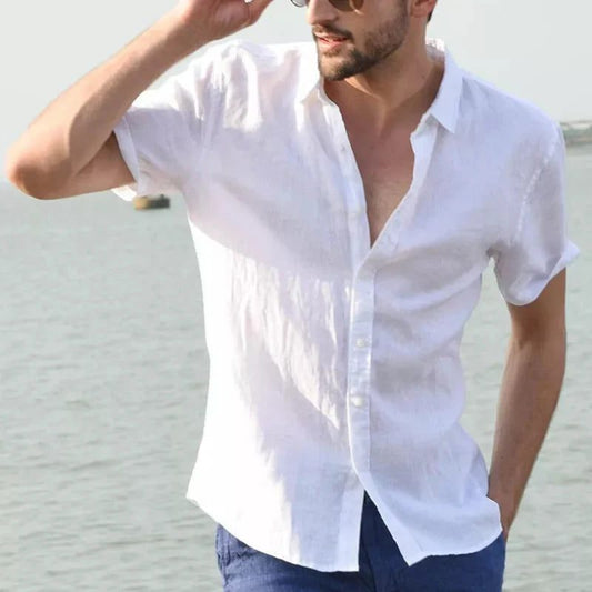 Men's Casual Short Sleeve Linen Shirt