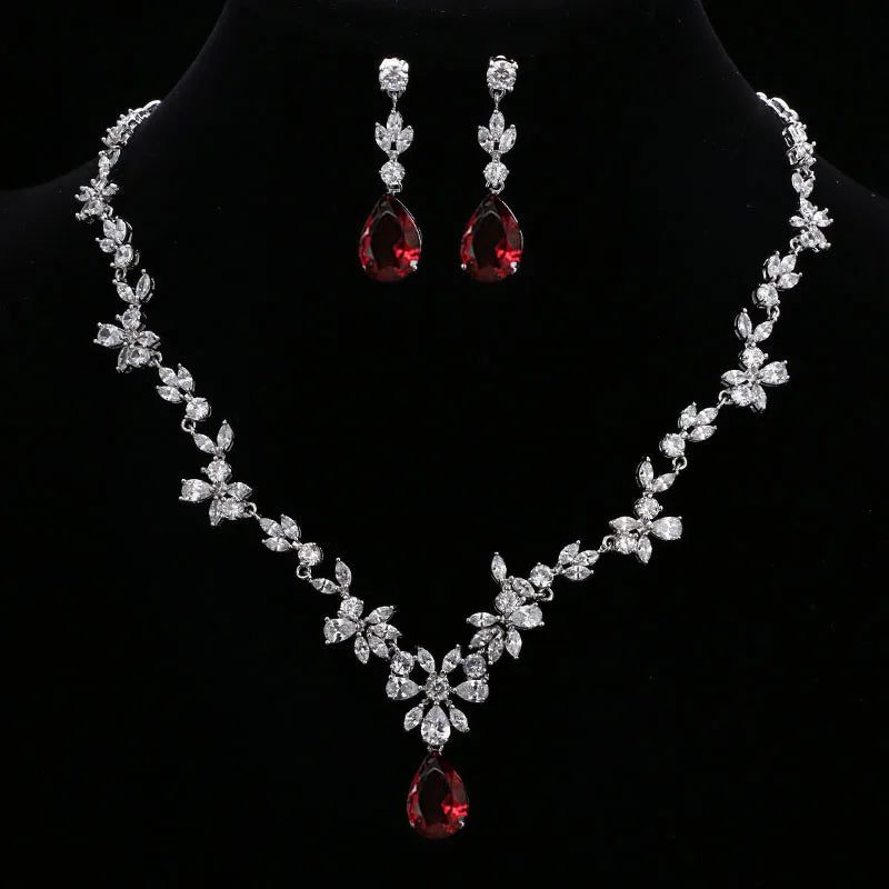 Elegant Crystal Water Drop Wedding Jewelry Sets