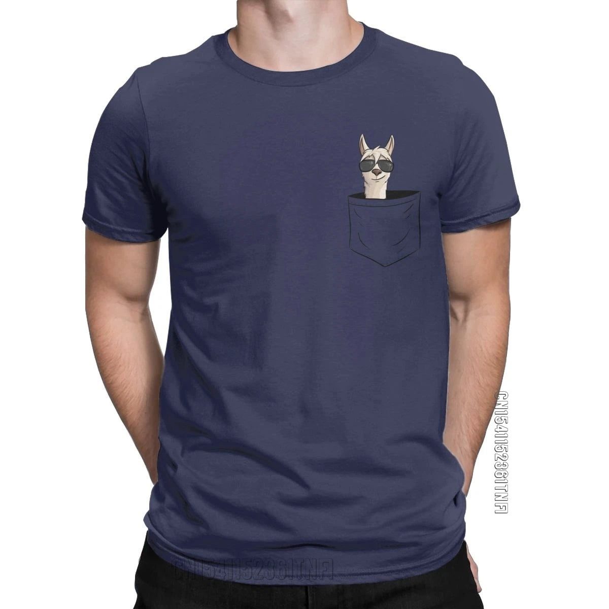 Cool Men's Alpaca Pocket T-Shirt with Sunglasses