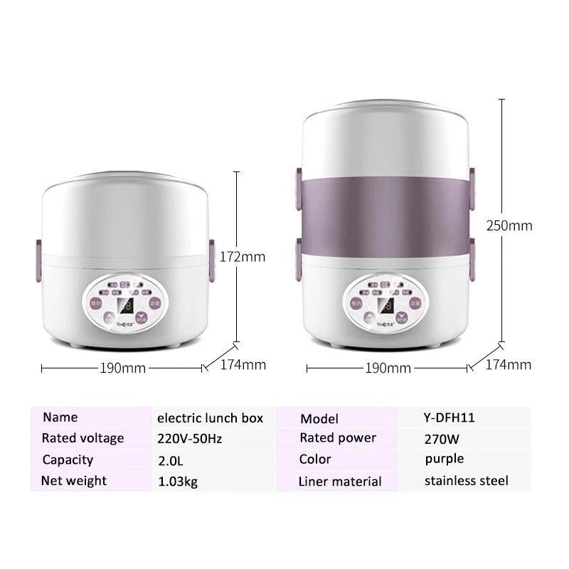 2L Electric Rice Cooker for Portable Meals