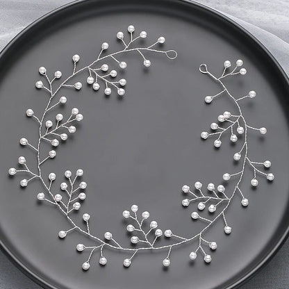 Handmade Silver Pearl Hair Bands for Weddings