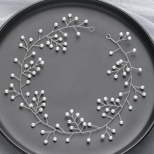 Handmade Silver Pearl Hair Bands for Weddings