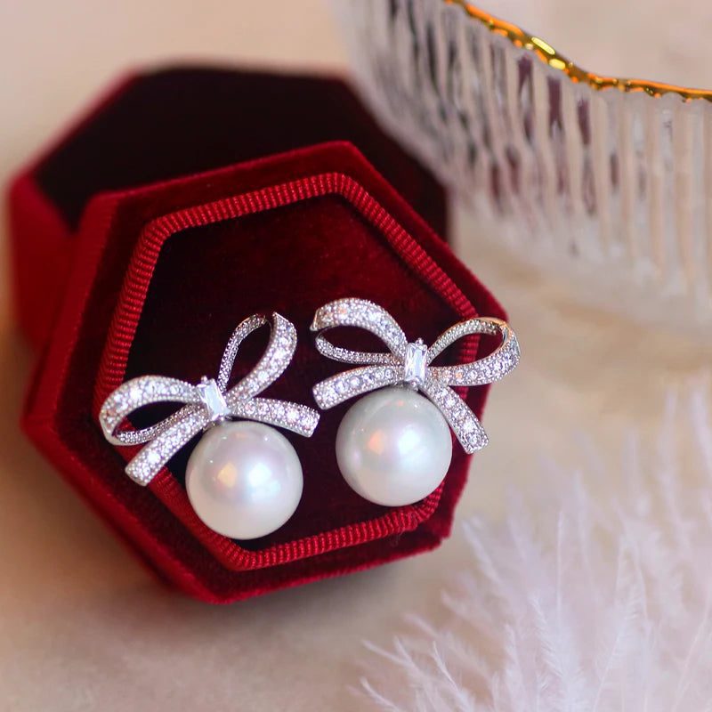 Luxury Bowknot Stud Earrings for Weddings