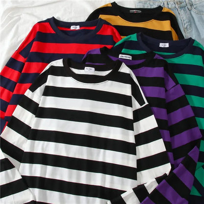 Women's Striped Cotton Long Sleeve T-Shirt