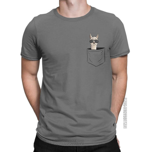 Cool Men's Alpaca Pocket T-Shirt with Sunglasses