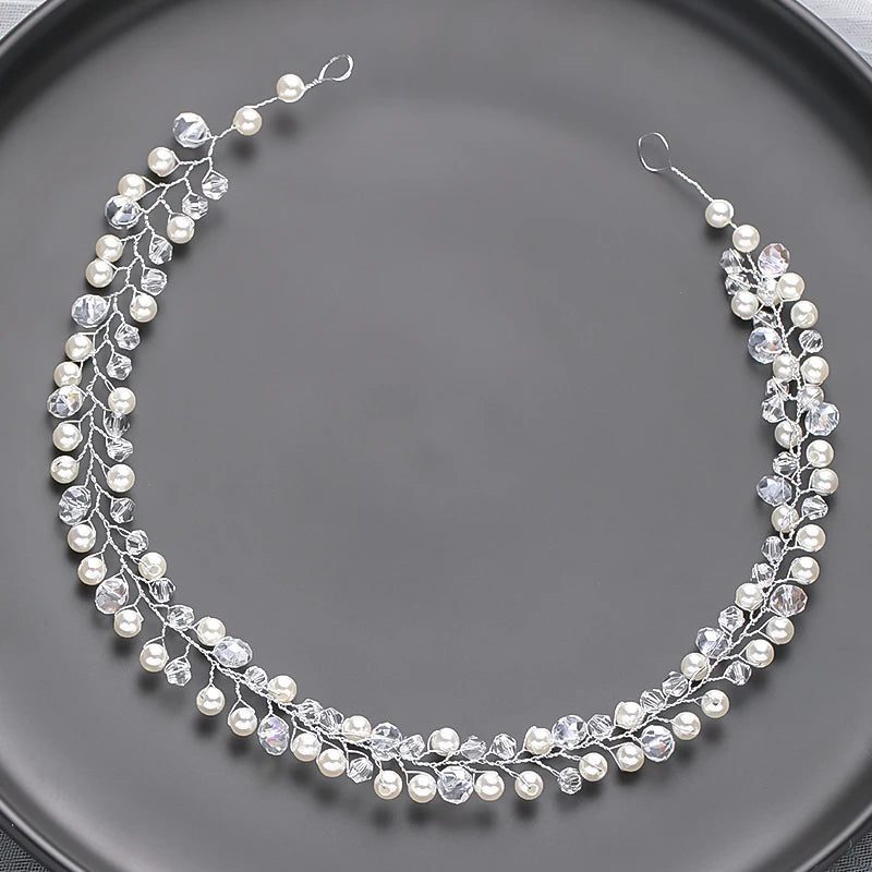 Handmade Silver Pearl Hair Bands for Weddings
