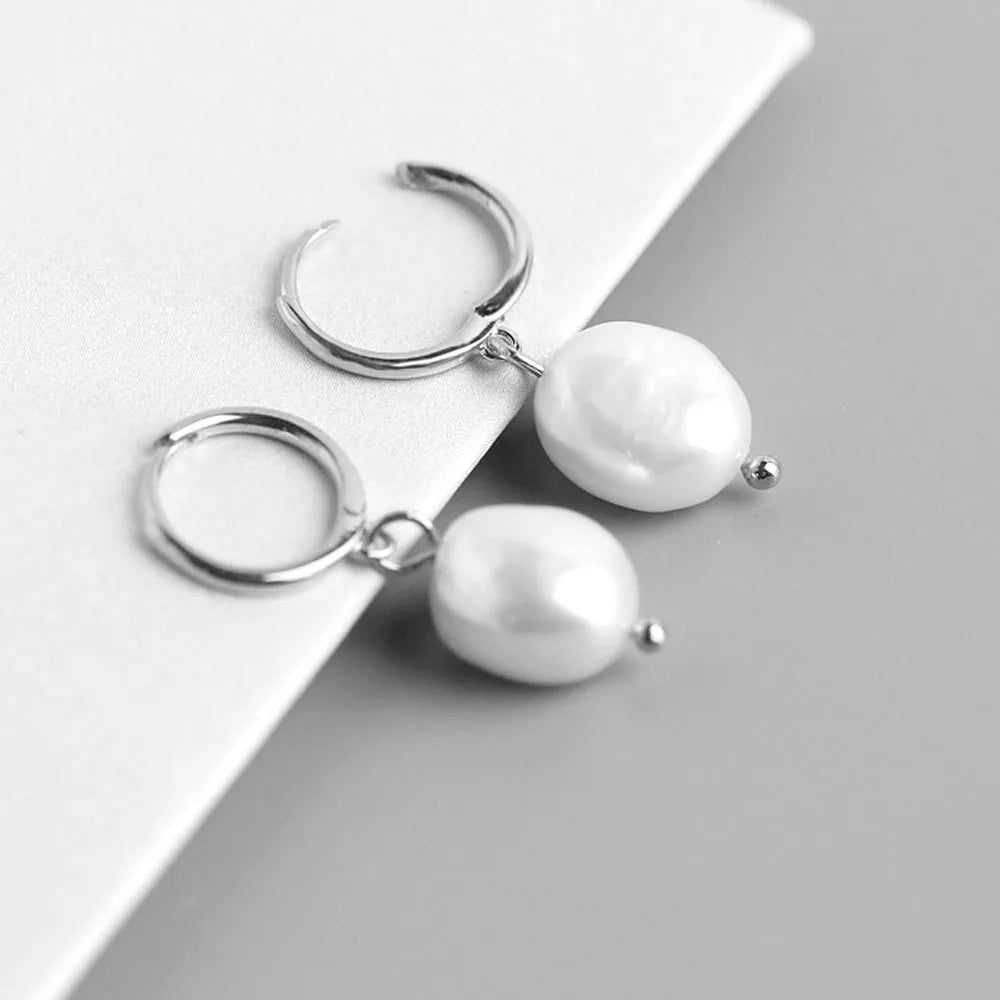 Trendy Irregular Pearl Stainless Steel Stud Earrings