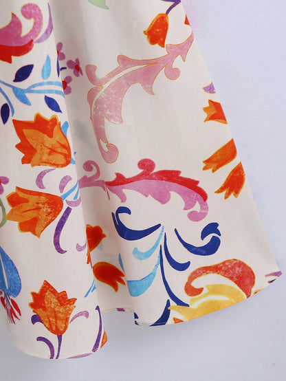 Chic Vintage Floral Midi Dress for Women