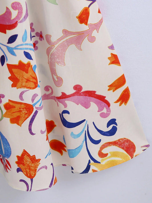 Chic Vintage Floral Midi Dress for Women