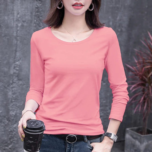 Chic Long Sleeve V-Neck Cotton T-Shirts