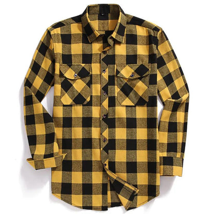 Men's Flannel Plaid Button-Up Shirt - Fall