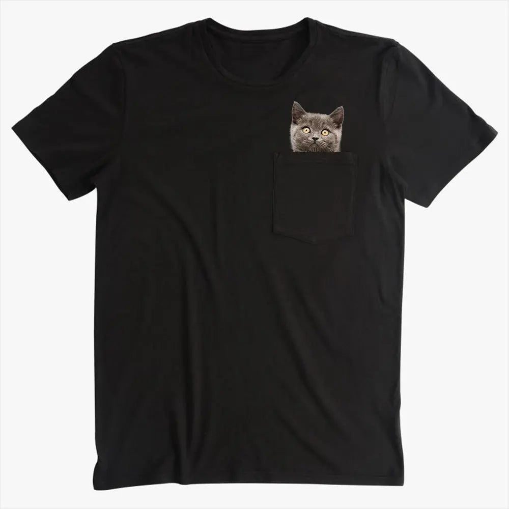 Funny Cat Middle Finger Pocket T-Shirt