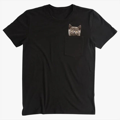 Funny Cat Middle Finger Pocket T-Shirt