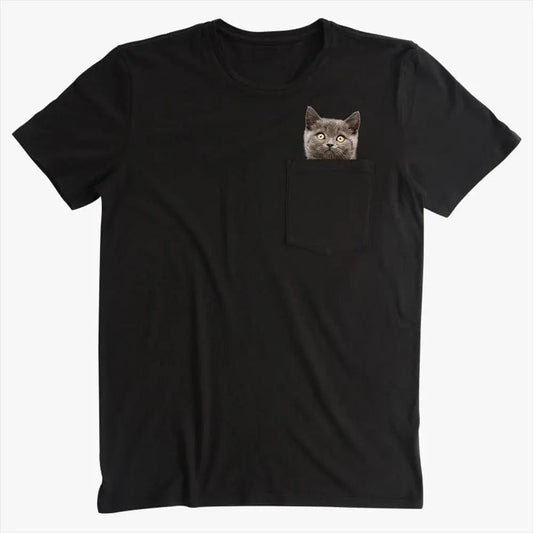 Funny Cat Middle Finger Pocket T-Shirt