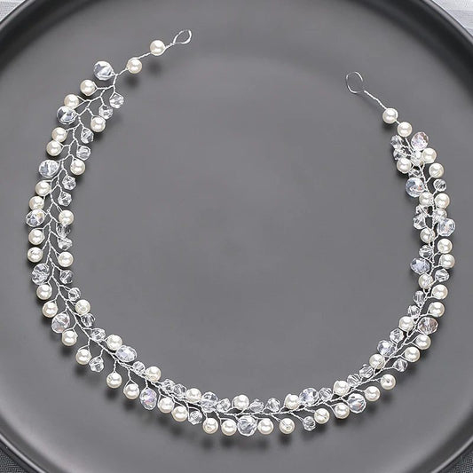 Handmade Silver Pearl Hair Bands for Weddings
