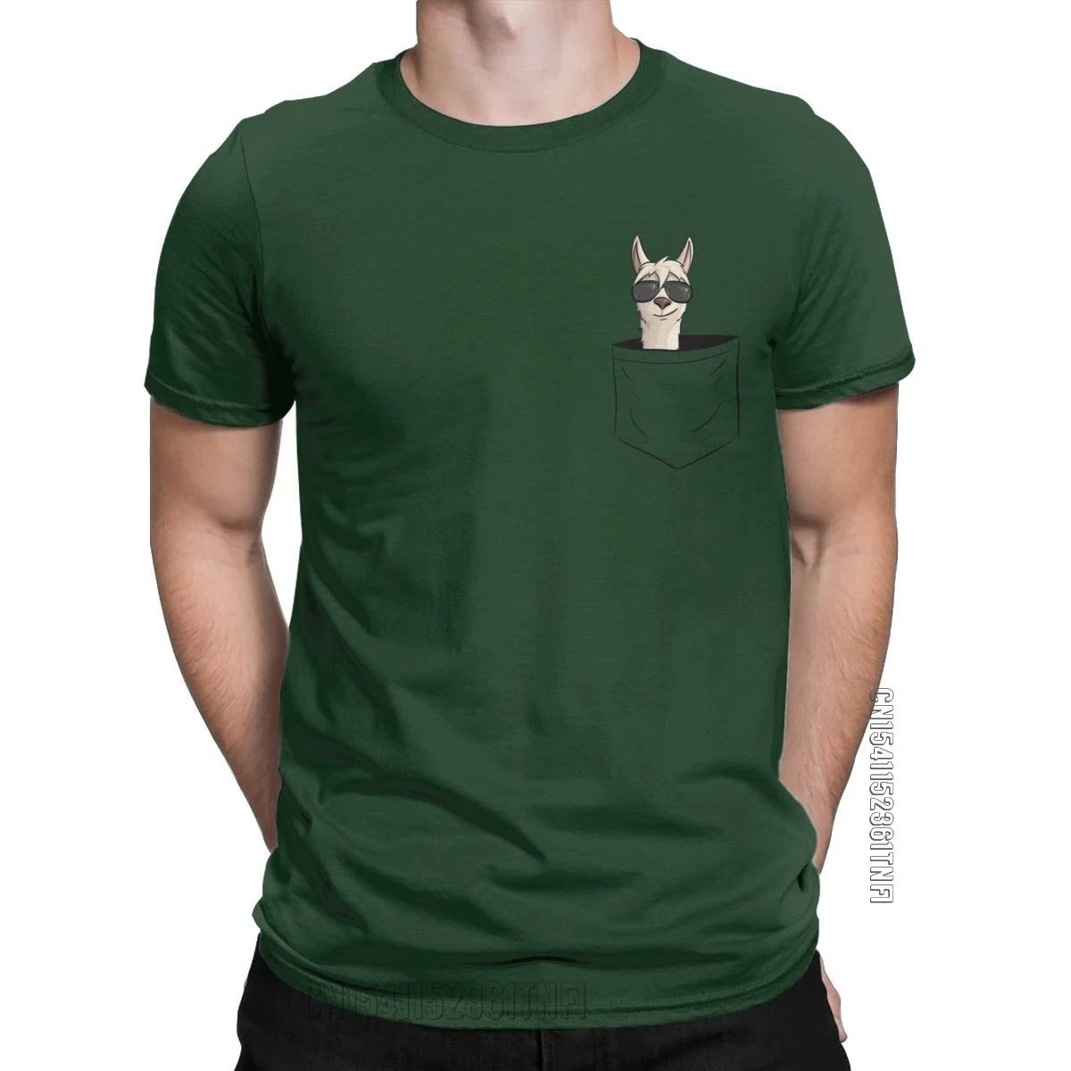 Cool Men's Alpaca Pocket T-Shirt with Sunglasses