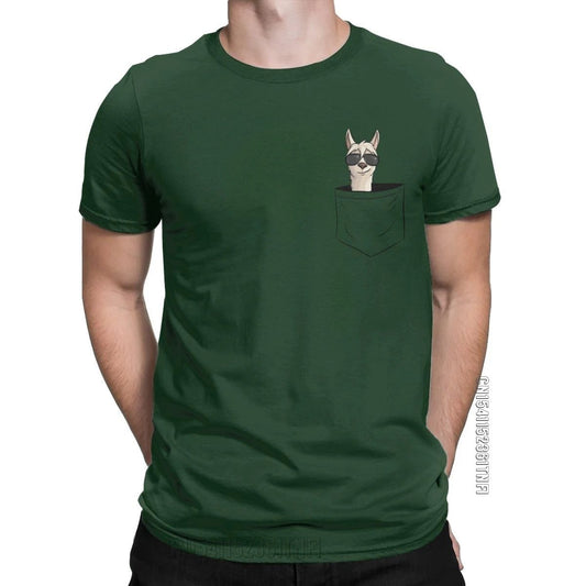 Cool Men's Alpaca Pocket T-Shirt with Sunglasses