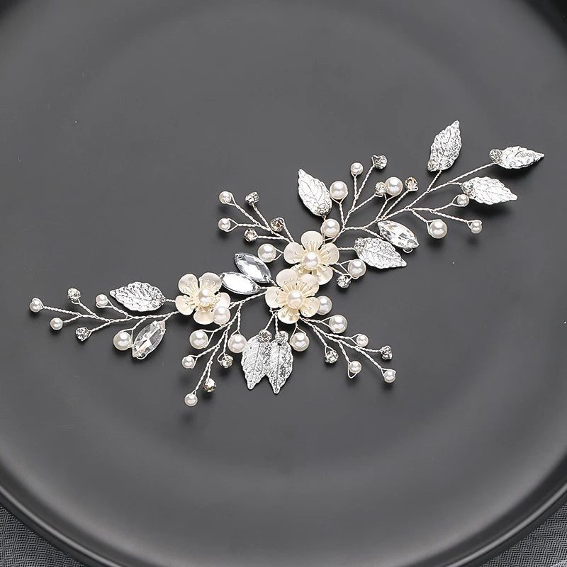 Handmade Silver Pearl Hair Bands for Weddings