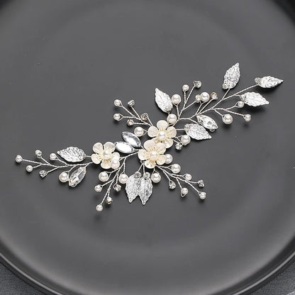 Handmade Silver Pearl Hair Bands for Weddings