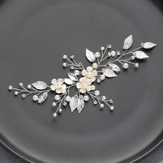 Handmade Silver Pearl Hair Bands for Weddings