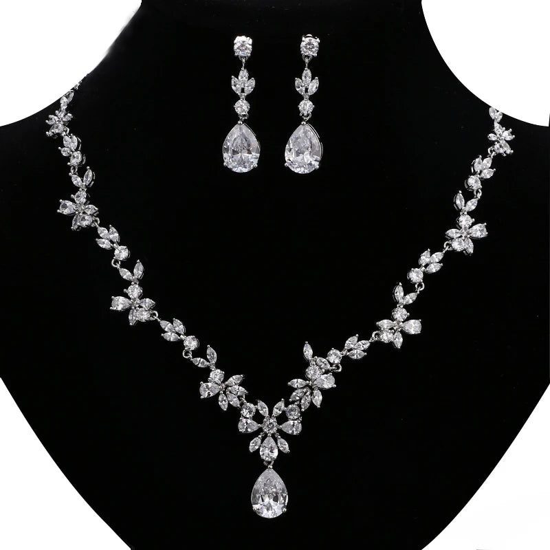 Elegant Crystal Water Drop Wedding Jewelry Sets