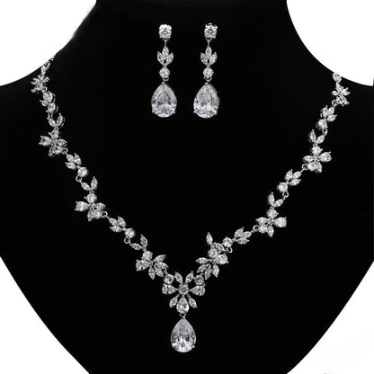 Elegant Crystal Water Drop Wedding Jewelry Sets