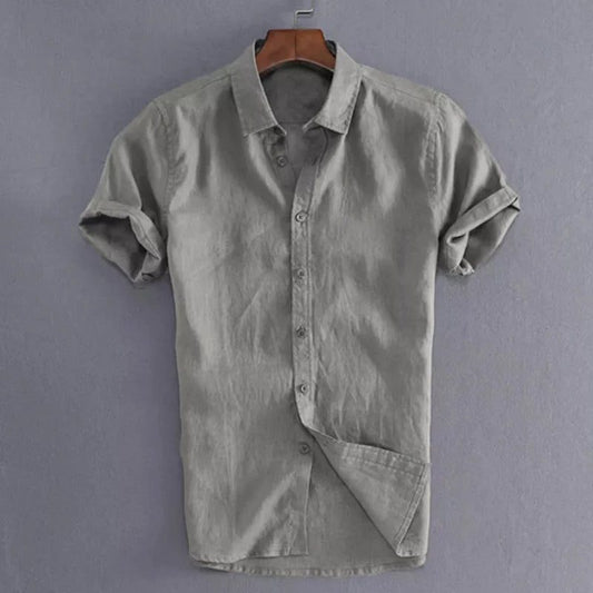 Men's Casual Short Sleeve Linen Shirt