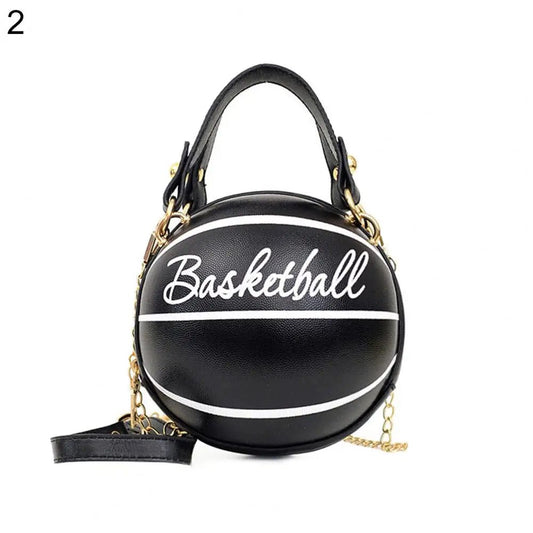 Chic Round Faux Leather Crossbody Handbag