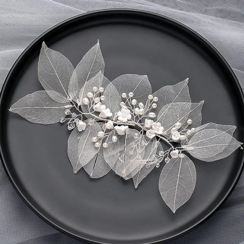 Handmade Silver Pearl Hair Bands for Weddings