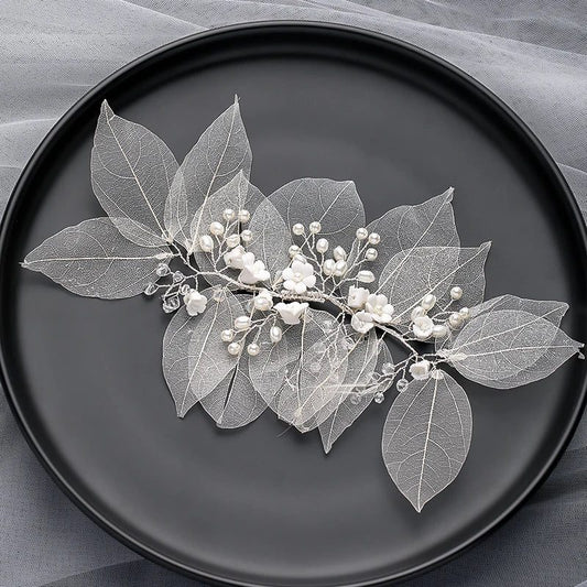 Handmade Silver Pearl Hair Bands for Weddings