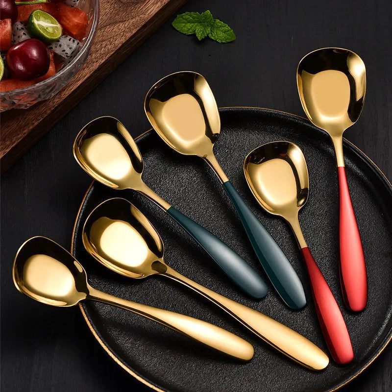 Stylish Stainless Steel Flat Bottom Soup Spoons