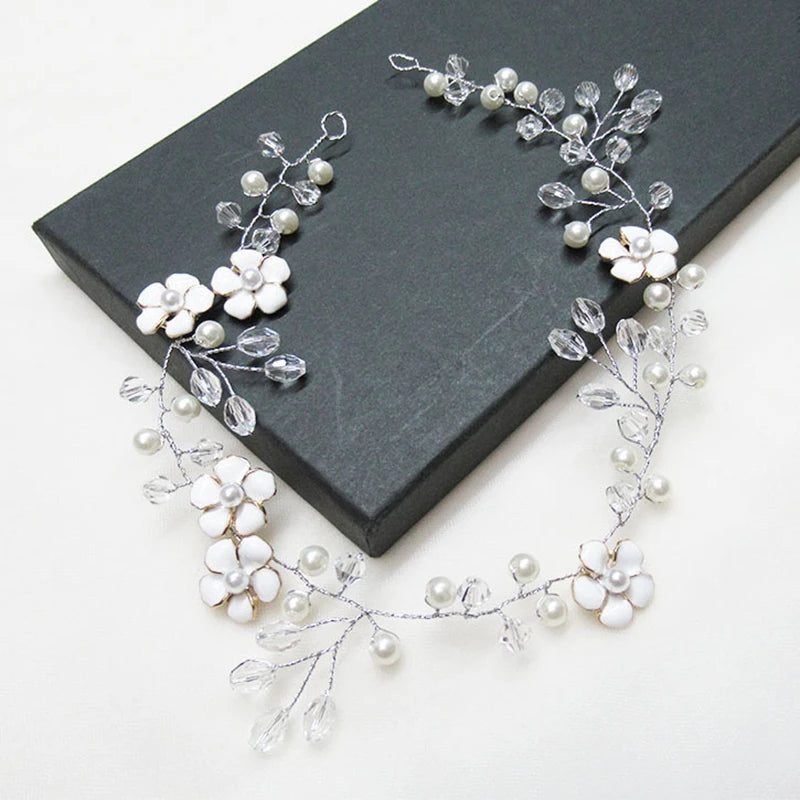 Elegant Floral Crystal Pearl Wedding Hairpin