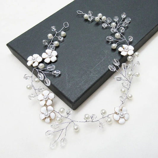 Elegant Floral Crystal Pearl Wedding Hairpin