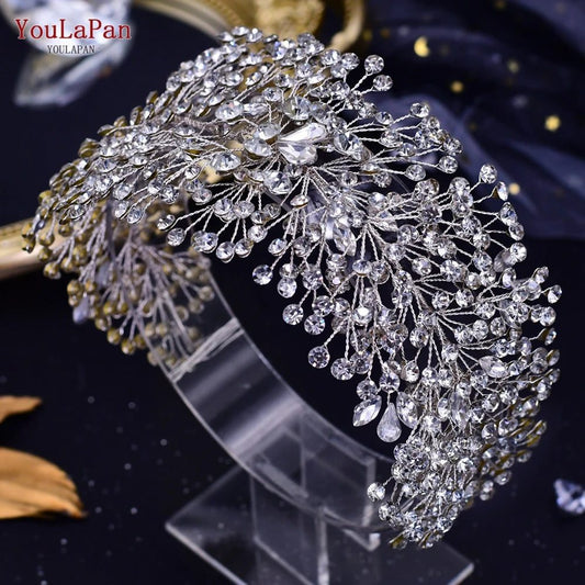 Bridal Rhinestone Flower Leaf Headband Tiara