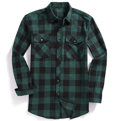 Men's Flannel Plaid Button-Up Shirt - Fall