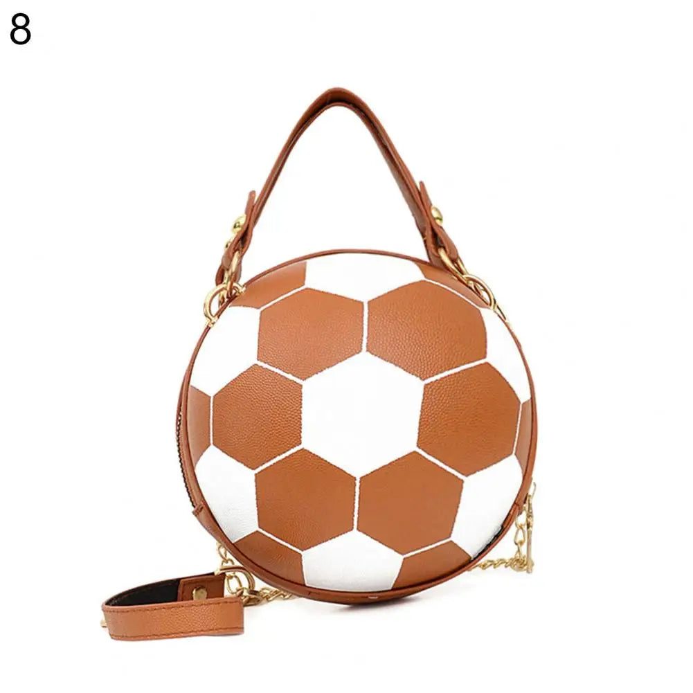 Chic Round Faux Leather Crossbody Handbag