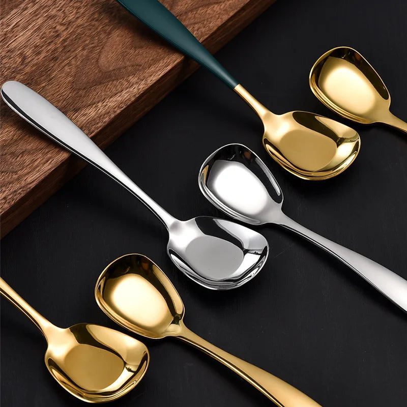 Stylish Stainless Steel Flat Bottom Soup Spoons