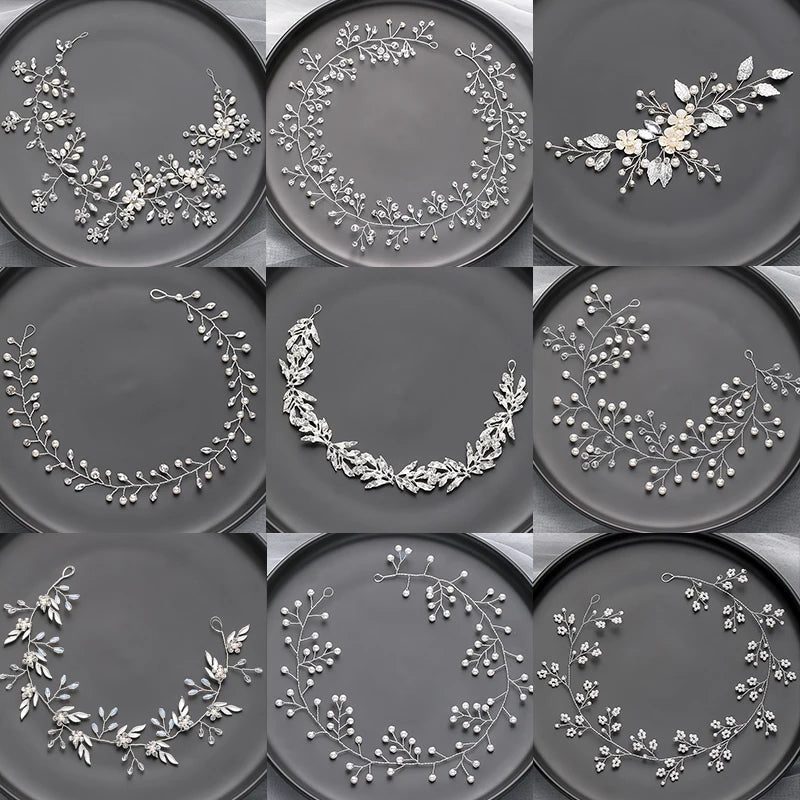 Handmade Silver Pearl Hair Bands for Weddings
