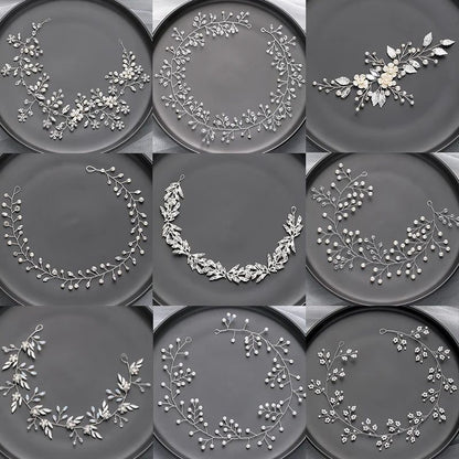 Handmade Silver Pearl Hair Bands for Weddings